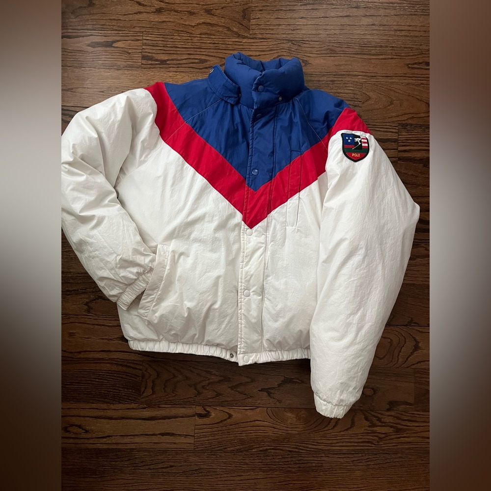 Ralph Lauren Red Jacket with Blue Collar